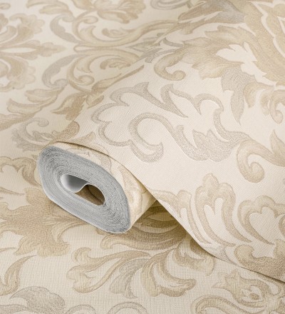 Papel pintado damasco lujoso efecto bordado con relieve Darinka 676405