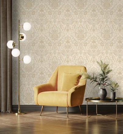 Papel pintado damasco lujoso efecto bordado con relieve Darinka 676405