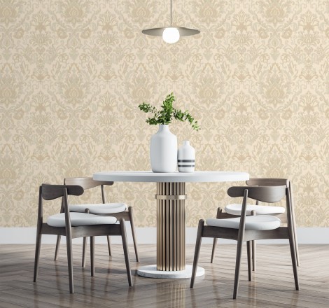 Papel pintado damasco lujoso efecto bordado con relieve Darinka 676405
