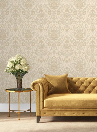 Papel pintado damasco lujoso efecto bordado con relieve Darinka 676405