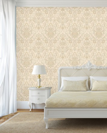 Papel pintado damasco lujoso efecto bordado con relieve Darinka 676405
