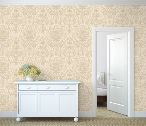 Papel pintado damasco lujoso efecto bordado con relieve Darinka 676405