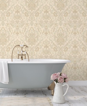 Papel pintado damasco lujoso efecto bordado con relieve Darinka 676405