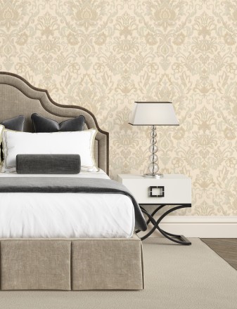 Papel pintado damasco lujoso efecto bordado con relieve Darinka 676405