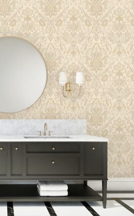 Papel pintado damasco lujoso efecto bordado con relieve Darinka 676405