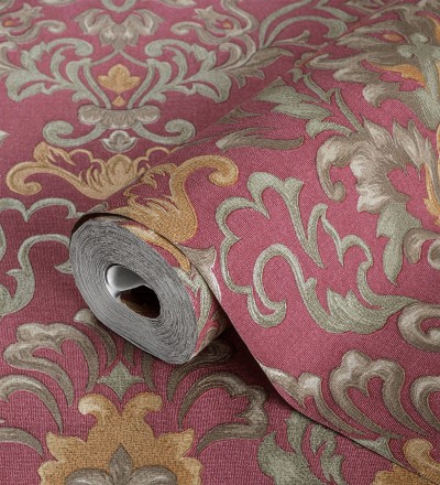 Papel pintado damasco lujoso efecto bordado con relieve Darinka 676408