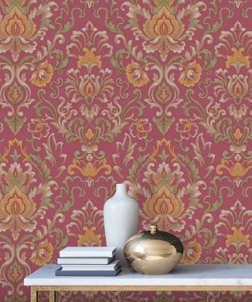 Papel pintado damasco lujoso efecto bordado con relieve Darinka 676408