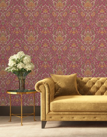 Papel pintado damasco lujoso efecto bordado con relieve Darinka 676408