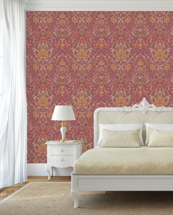 Papel pintado damasco lujoso efecto bordado con relieve Darinka 676408