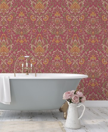 Papel pintado damasco lujoso efecto bordado con relieve Darinka 676408