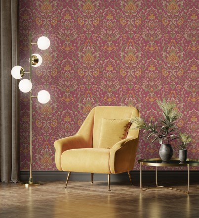 Papel pintado damasco lujoso efecto bordado con relieve Darinka 676408