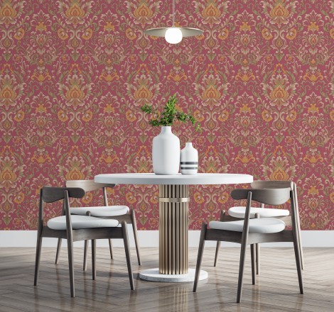 Papel pintado damasco lujoso efecto bordado con relieve Darinka 676408