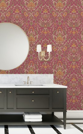 Papel pintado damasco lujoso efecto bordado con relieve Darinka 676408