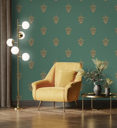 Papel pintado flor hindú efecto bordado con relieve Alexander 676425
