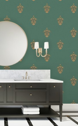 Papel pintado flor hindú efecto bordado con relieve Alexander 676425