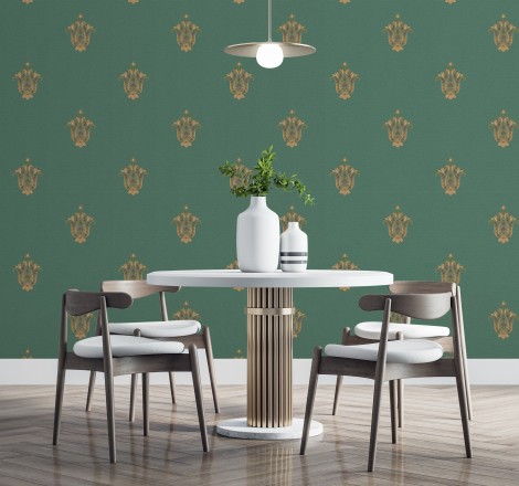 Papel pintado flor hindú efecto bordado con relieve Alexander 676425