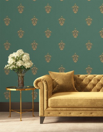 Papel pintado flor hindú efecto bordado con relieve Alexander 676425
