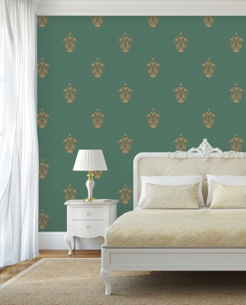 Papel pintado flor hindú efecto bordado con relieve Alexander 676425