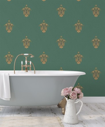 Papel pintado flor hindú efecto bordado con relieve Alexander 676425