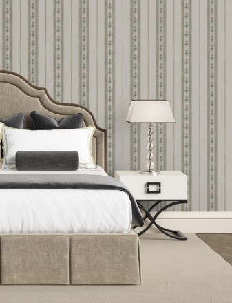 Papel pintado rayas con efecto bordado en relieve Alexander Stripe 676429