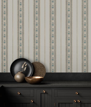 Papel pintado rayas con efecto bordado en relieve Alexander Stripe 676429