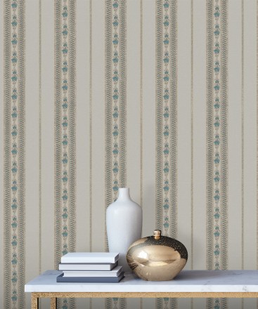 Papel pintado rayas con efecto bordado en relieve Alexander Stripe 676429