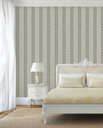 Papel pintado rayas con efecto bordado en relieve Alexander Stripe 676429