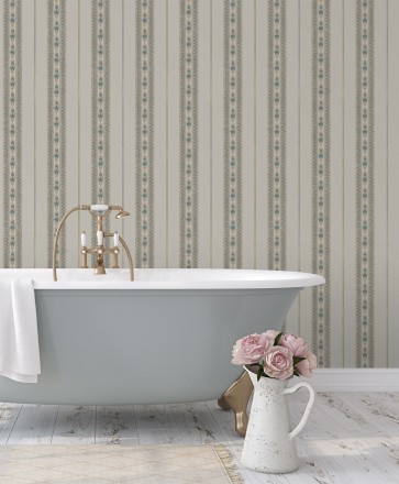 Papel pintado rayas con efecto bordado en relieve Alexander Stripe 676429