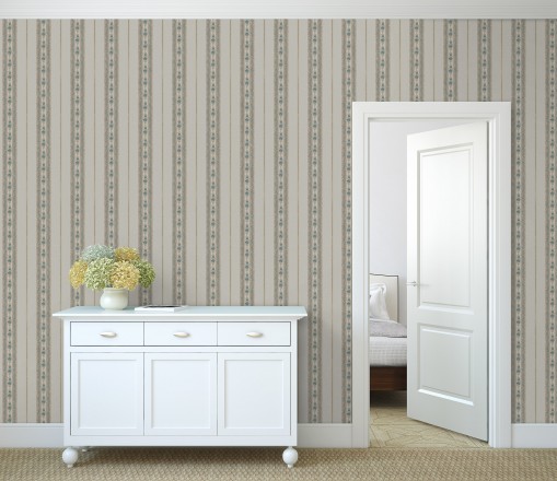 Papel pintado rayas con efecto bordado en relieve Alexander Stripe 676429