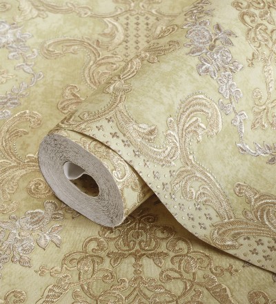 Papel pintado damasco barroco con efecto bordado en relieve Istambul Palace 676844