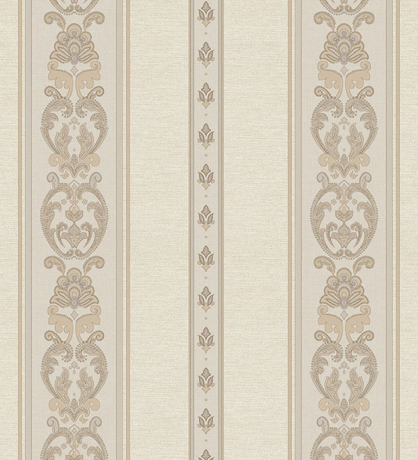 Papel pintado rayas con cadenetas barrocas con efecto bordado en relieve Selim Imperial Stripe 676848
