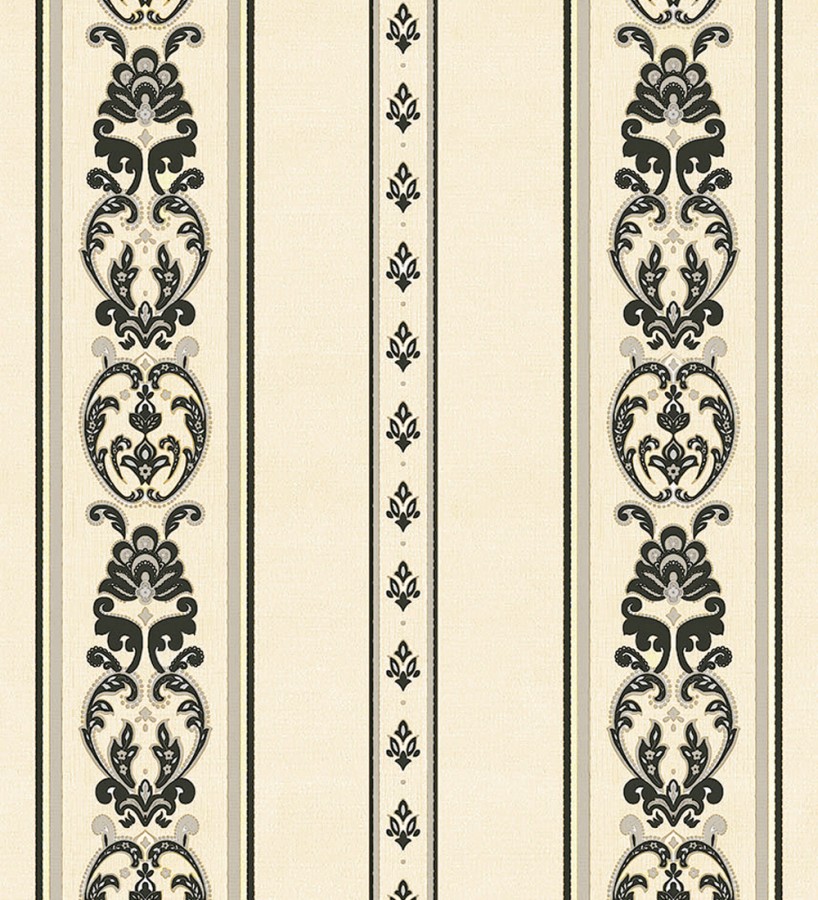 Papel pintado rayas con cadenetas barrocas con efecto bordado en relieve Selim Imperial Stripe 676851