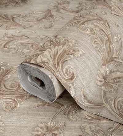Papel pintado damasco estilo bizantino efecto bordado con relieve Bizans Damask 676877