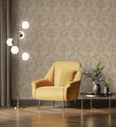 Papel pintado damasco estilo bizantino efecto bordado con relieve Bizans Damask 676877