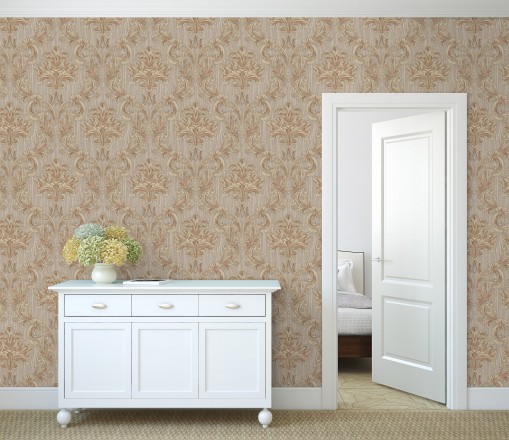 Papel pintado damasco estilo bizantino efecto bordado con relieve Bizans Damask 676877