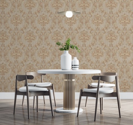 Papel pintado damasco estilo bizantino efecto bordado con relieve Bizans Damask 676877