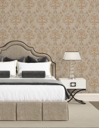 Papel pintado damasco estilo bizantino efecto bordado con relieve Bizans Damask 676877