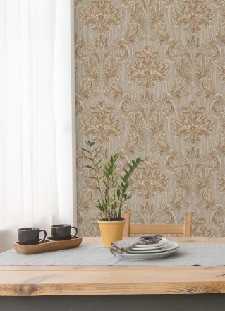 Papel pintado damasco estilo bizantino efecto bordado con relieve Bizans Damask 676877