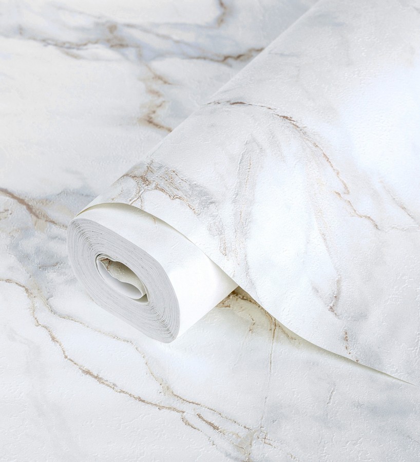 Papel pintado efecto mármol de Carrara veteado Durango 681003