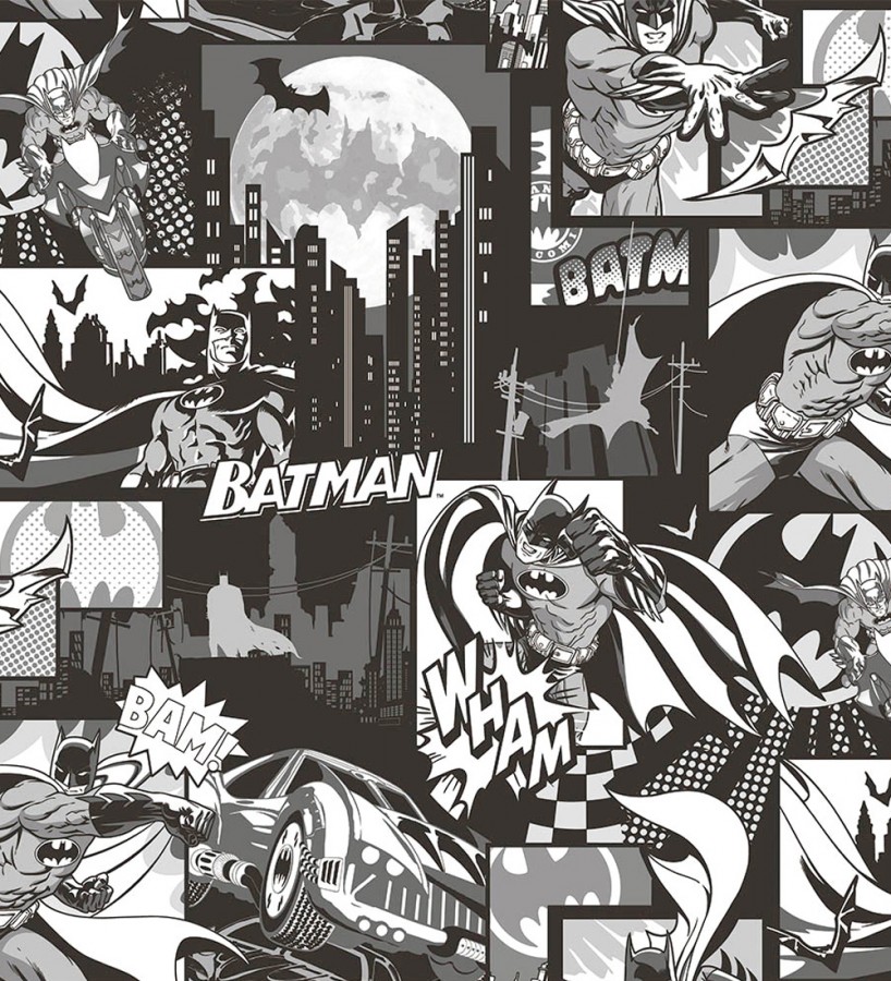 Papel pintado comic de Batman blanco y negro Gotham Hero 681507