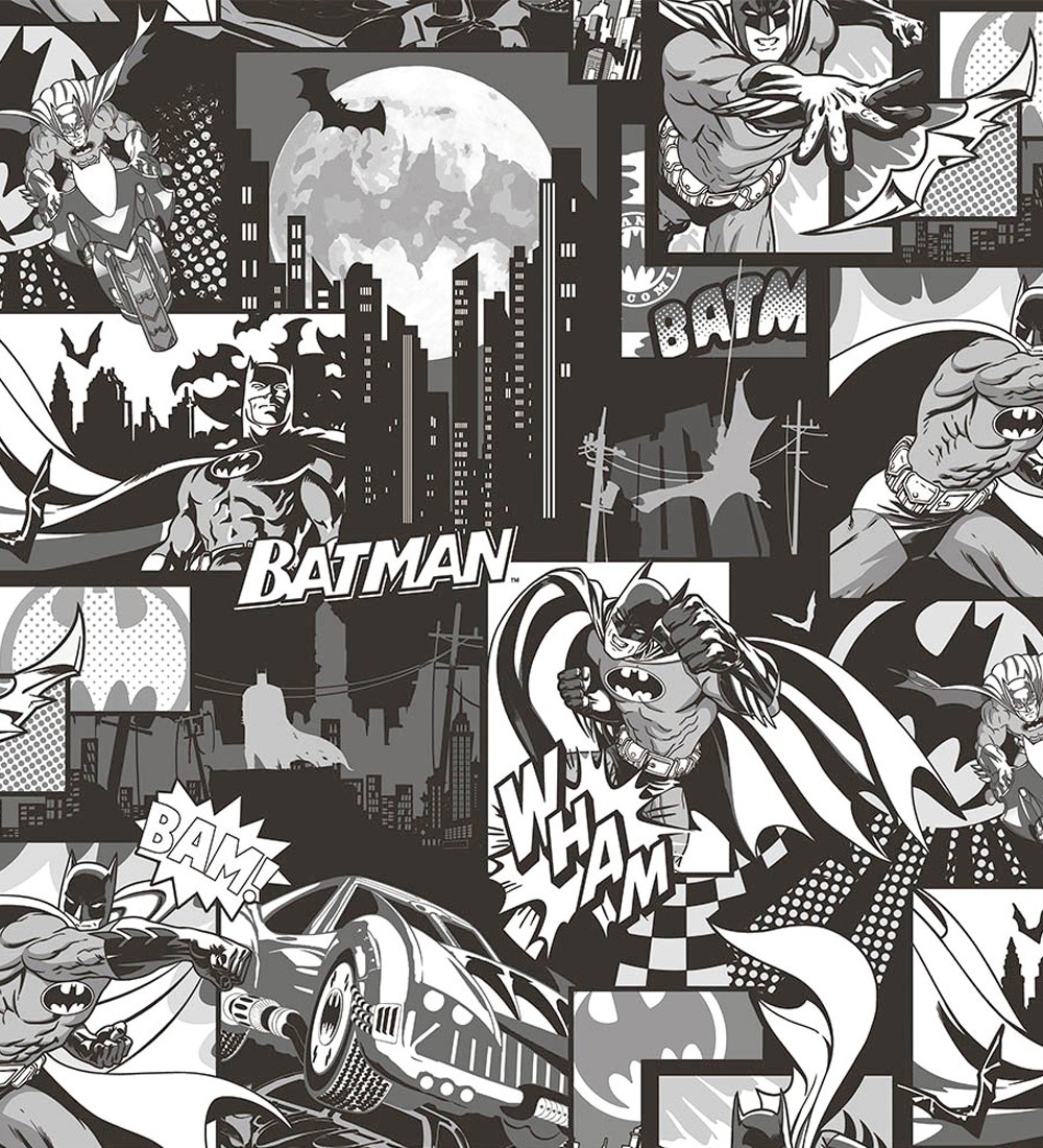 Papel pintado comic de Batman blanco y negro - Gotham Hero 681507