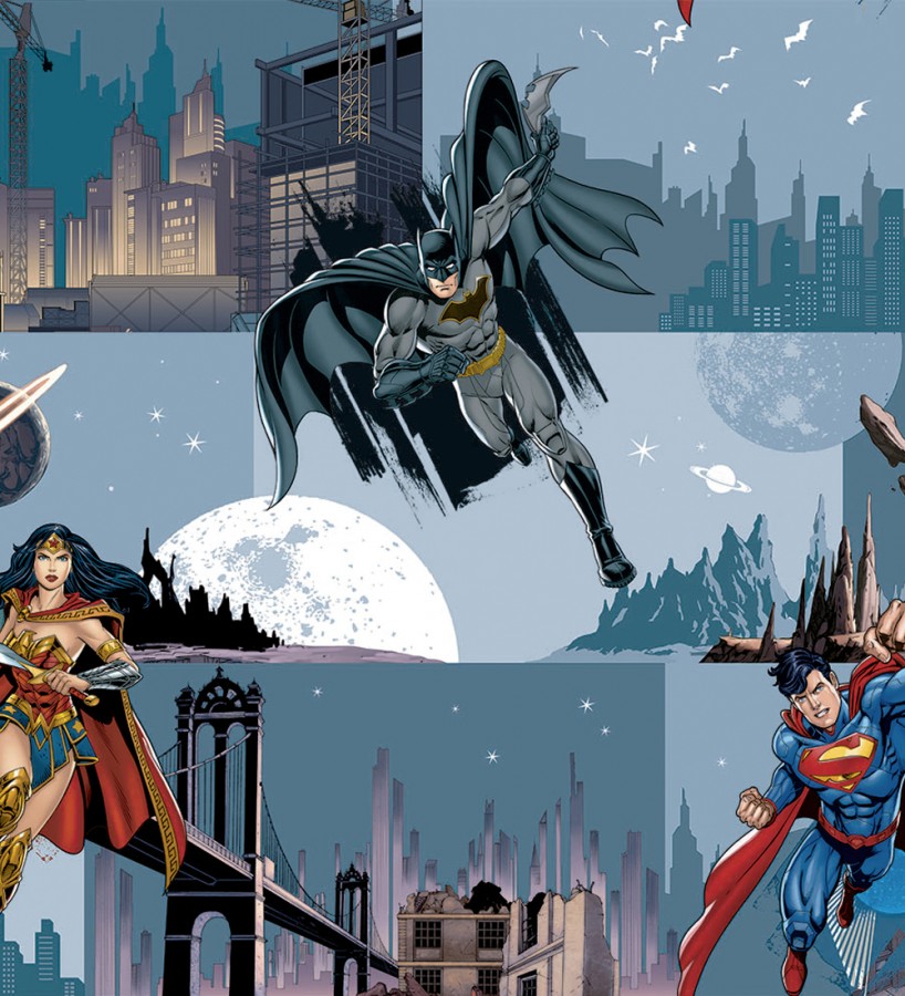 Papel pintado noches con Batman Superman y Wonder Woman Night Heroes 681514