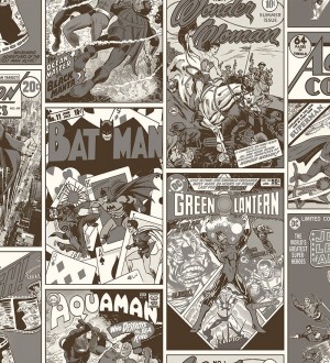 Papel pintado cómic de los héroes DC de Warner Bros en blanco y negro Warner Comics 681516