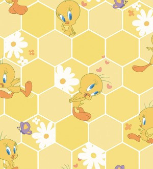 Papel pintado Piolín fondo panal de abejas Tweety Blossom 681529