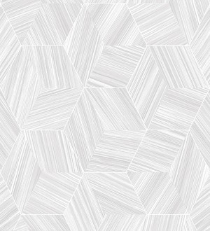 Papel pintado de hexágonos con delgadas líneas color plata Maurice Metrix 681677