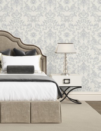 Papel pintado damasco bordado texturizado efecto textil estilo francés Lutecia 681712