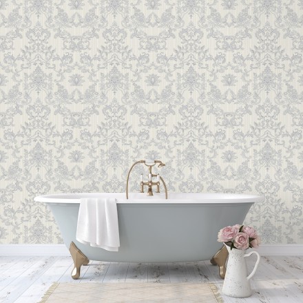 Papel pintado damasco bordado texturizado efecto textil estilo francés Lutecia 681712
