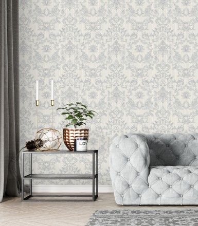 Papel pintado damasco bordado texturizado efecto textil estilo francés Lutecia 681712