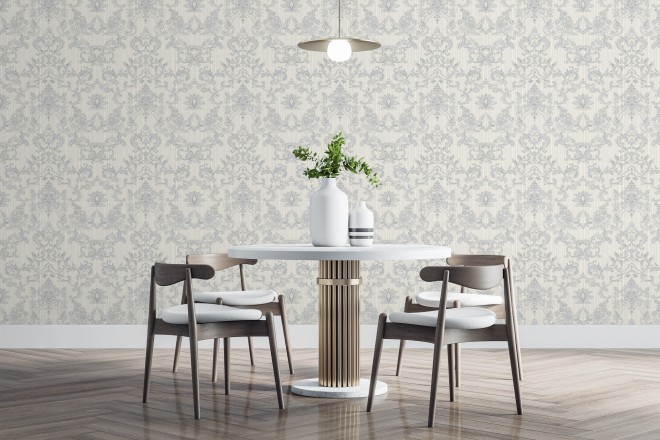 Papel pintado damasco bordado texturizado efecto textil estilo francés Lutecia 681712