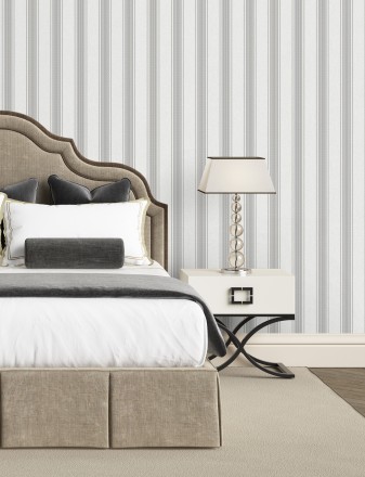 Papel pintado de rayas texturizado efecto textil estilo francés Lutecia Stripes 681721